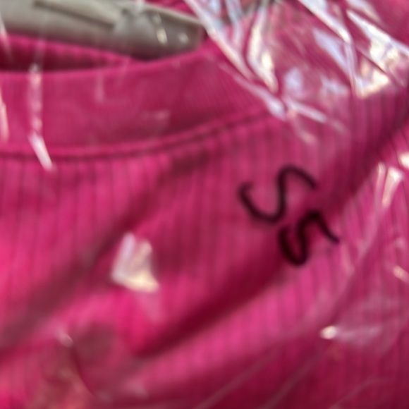 ON 34th Pink ribbed woman Flutter sleeve ribbed shabby chic summer top NWT L - Picture 13 of 13